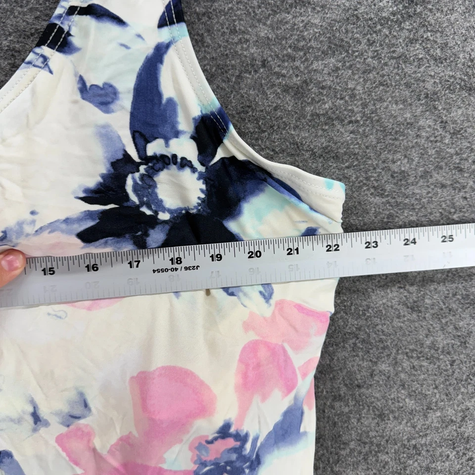 Croft & Barrow Tankini Top Women 24W Plus White Floral V-Neck Push Up Sleeveless - Image 3 of 4