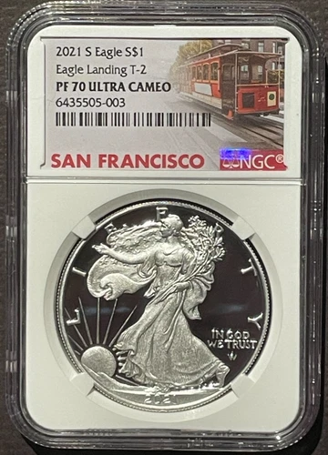 2021-S $1 SILVER AMERICAN EAGLE NGC PF70 Trolley Car : 07388