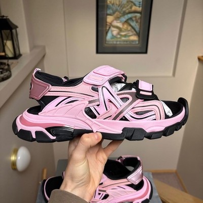Balenciaga Track Strap Pink & Black Sandals - 9 US - MSRP $695