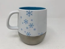 Starbucks Coffee Mug Cup Holiday White Blue Snowflakes Silver 14 fl oz Vtg 2007