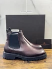 Rossano Bisconti Chelsea Boot Men Leather Burgundy Fully Made In Italy 42.5