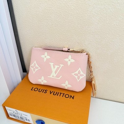 LOUIS Monogram Empreinte Key Pouch Pink Cream M62650