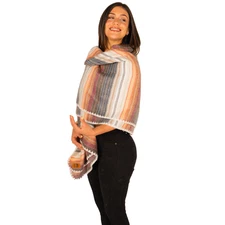 Alpaca wool Shawl - Alpaca Scarf - Unisex Alpaca Shawl or Scarf White & Brown