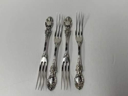 Wallace Lucerne sterling silver strawberry forks. set of 4. monogram