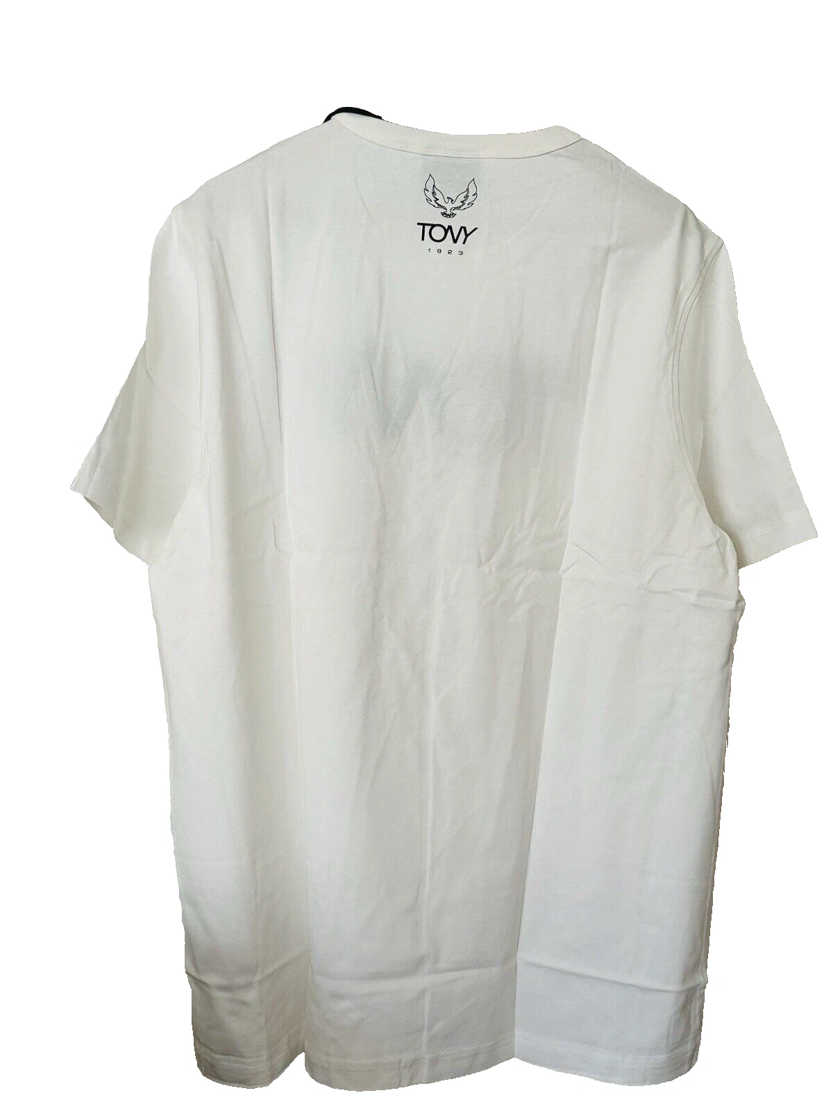 NWT TONY LOGO EMBROIDERED T- SHIRT VANILLA BEIGE COTTON MEN SIZE L SHORT SLEEVE - product detail image 2