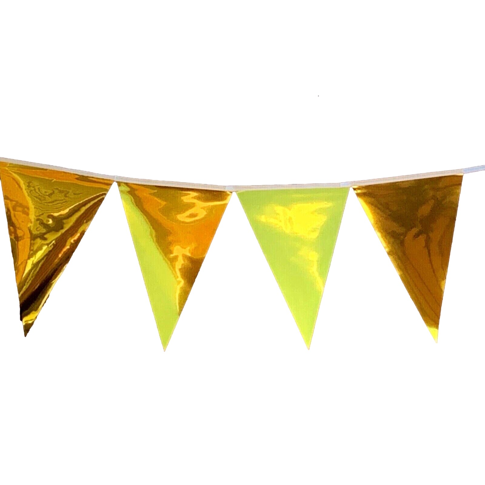 Metallic Gold Bunting 10m with 20 Pennants - Gold, New Year, 50th Anniversary