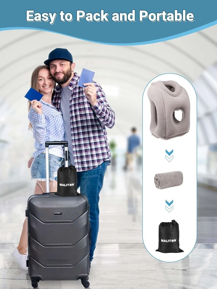 Compact Inflatable Travel Pillow with 45° Neck Support for Comfortable Journeys
