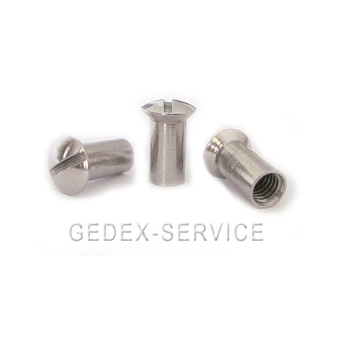 Hülsenmuttern M4 M5 M6 M8 EDELSTAHL A2 Innengewinde Linsensenkkopf m. Schlitz - Bild 4 von 4