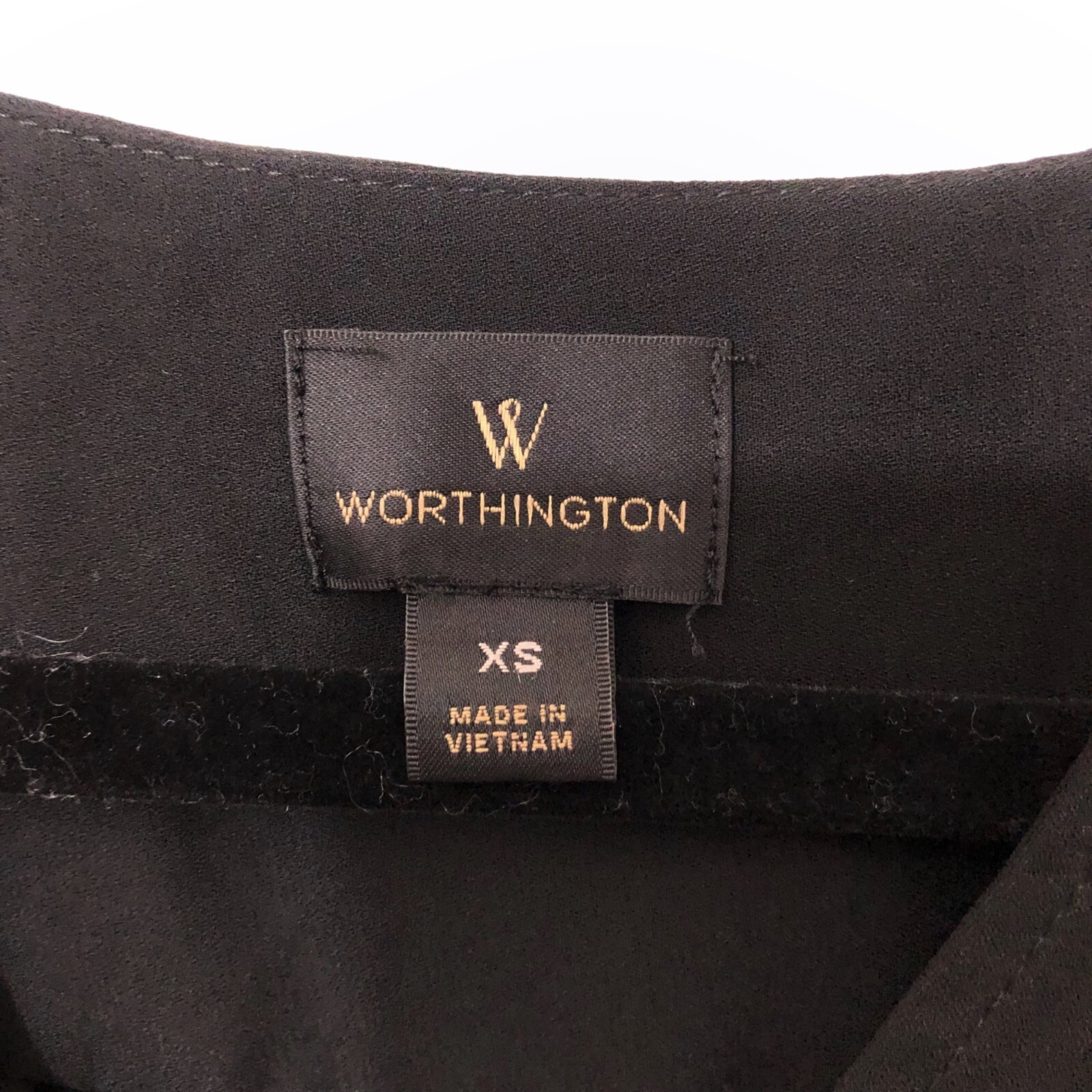 Worthington Solid Black V-neck Elastic Peplum Lon… - image 3