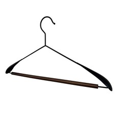 50x metal wide shoulder coat hanger and wooden trouser bar 42cm