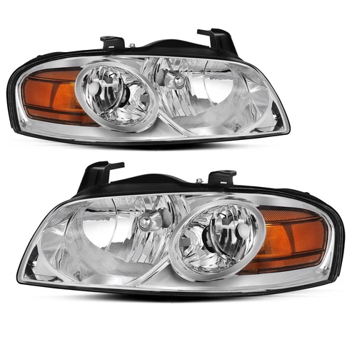 For 2004 2005 2006 Nissan Sentra SE-R Chrome Factory Headlights Lamps Left+Right