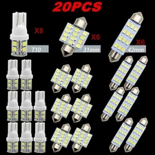20pcs LED Interior Lights Bulbs Kit Car Trunk Dome License Plate Lamps 6000K