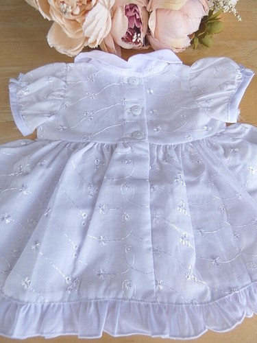 Baby Girl White Dress Headband Knickers Broderie Anglaise Lace Outfit Set 0 3 6m - Picture 7 of 9