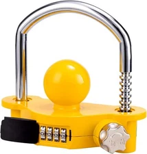 Yellow Trailer Hitch Lock with Combination Lock fit 1-7/8" 2" 2-5/16" Coupler...