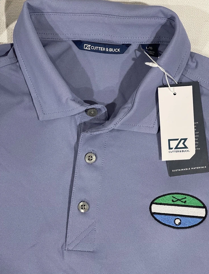 Cutter & Buck Men’s Golf Shirt Polo Chest Logo DryTec Large Light Blue MSRP $70 - Image 3 of 4