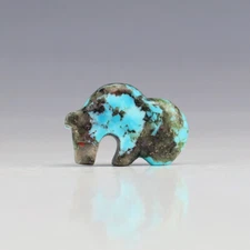 NATIVE AMERICAN ZUNI TURQUOISE BEAR FETISH BY KENRIC LAIWAKETE