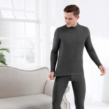Thermal Underwear for Men Cotton Polyester Base Layer Set for Cold Weather