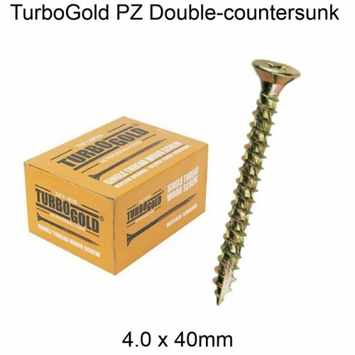 TurboGold Pozi Double Countersunk Multipurpose Wood Screws 4.0 x 40mm x 200 pcs - 第 1/6 張圖片