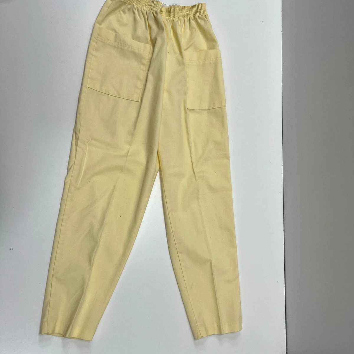 Vintage Pale Yellow Grandma Slacks Elastic Waist Size 14 Granny Core Runs Small