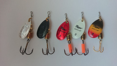 Mepps Aglia  spinners set 5x different colours size 2 4.5g