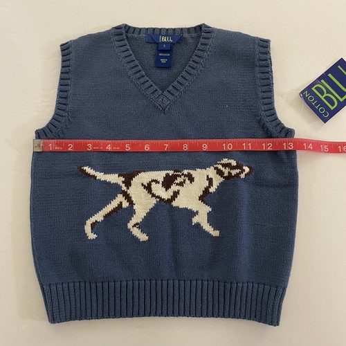 COTTON BLU Boys Pointer Dog Sweater Vest CADET BLUE 5 BRAND NEW V-Neck Cotton - Picture 7 of 9