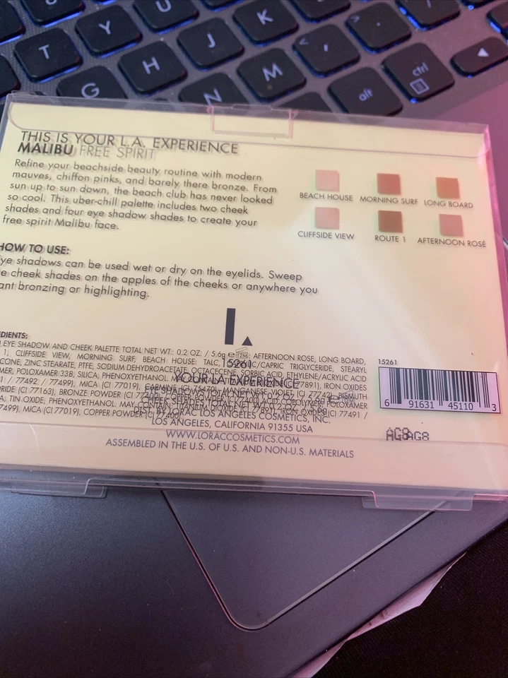 Lorac Malibu Free Spirit Eye & Cheek Palette 4 Eye Shadow 2 Highlighter BIN - Image 2 of 2