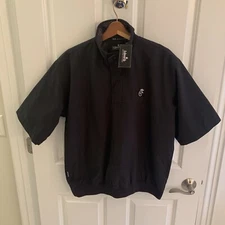 Chik Fil A Ashworth Men Small S 1/4 Button Jacket Windbreaker Black Short Sleeve
