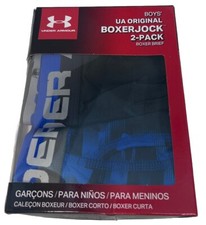 Under Armour Boys Performance Boxer Briefs YMD Youth UA Boxerjock Black Blue New