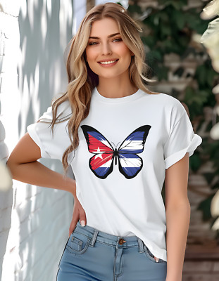 Cuba Cuban Flag Butterfly T-Shirt, Unisex