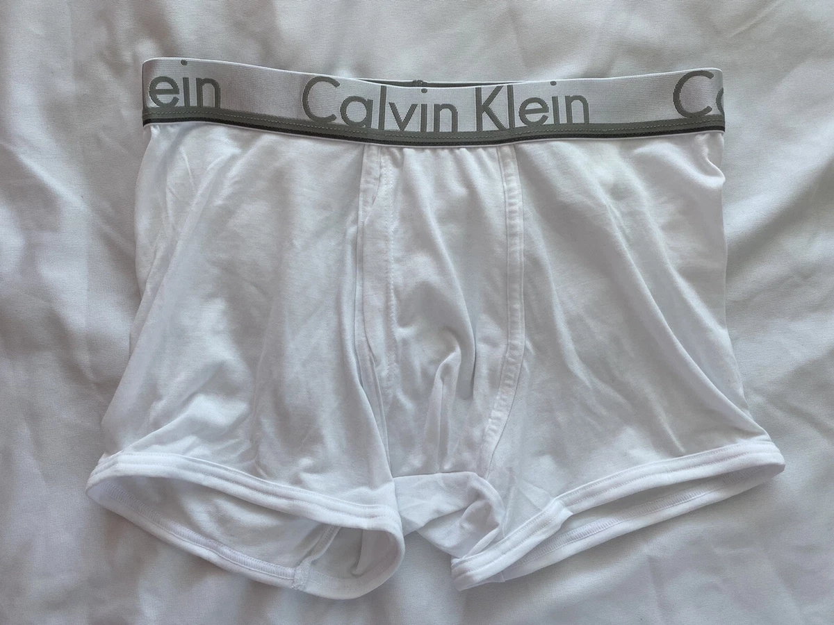 Men's White CALVIN KLEIN Boxer Briefs US size S 96% Polyester 4% Elastane