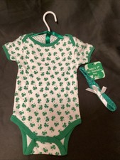 Baby  s 1st St. Patrick  s Day One Piece Outfit With Headband Size 3-6 Month NEW