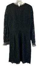 J.Crew Womens 10 Tall Lace Sheer Bell Sleeve Sheath Dress Black