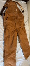 Carhartt Dungarees Adult 38x32 Tan Overalls Quilted Duck Bib Double Knee Men