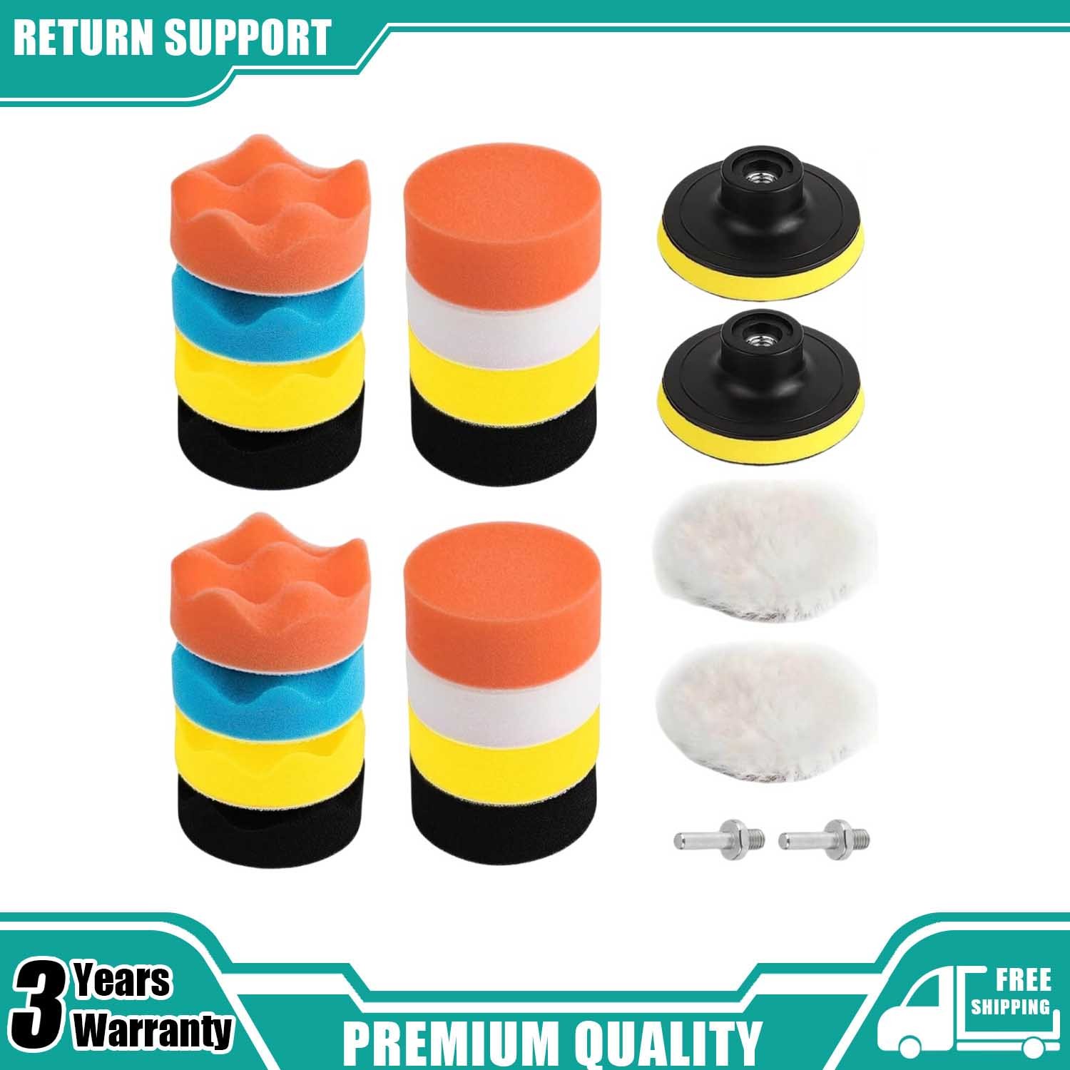 Car Buffing Pads Polishing Sponge Set 22pc 3" Waxing Foam Polisher Kit for Drill