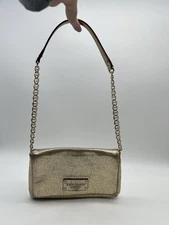 Kate Spade New York Metallic Gold Chain Strap Crossbody Bag Shoulder Purse