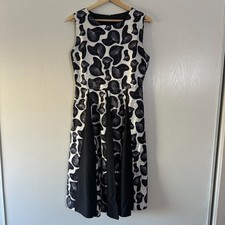 Kaimilan Womens Black & White Abstract Fit & Flare Cocktail Midi Dress Small/6