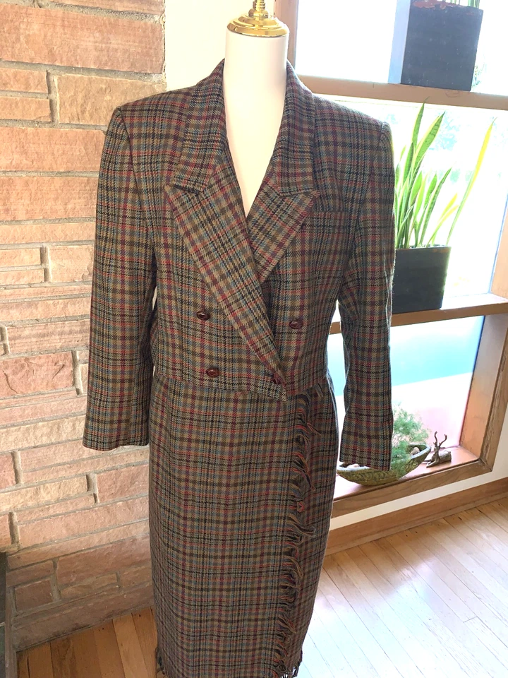 De Colección JH Coleccionables Lana Falda Traje 2 Piezas Chaqueta Blazer EE. UU. Talla 14 Tartán Cuadros Foto 2 de 4