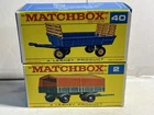 Two New 1960’s Matchbox Lesney # 2 Mercedes Trailer & #2 Hay Trailer NOS Lot  NM