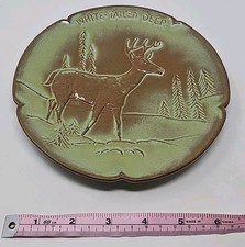 🔥 Plato de vida silvestre vintage verde pradera cerámica artística Frankoma ciervo cola blanca