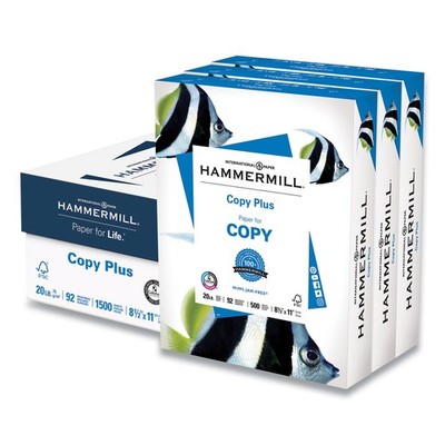 Hammermill? Copy Plus Print Paper, 92 Bright, 20 lb, 8.5 x 11, White, 500 Sheets