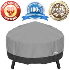 4-Layer Outdoor Round Fire Pit Storage Cover Sun Snow Dust Rain Protection, Grey