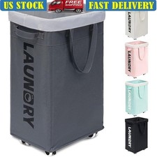 Lightweight Rolling Laundry Hamper W/ Sturdy Handle & Removable Mesh Bag New