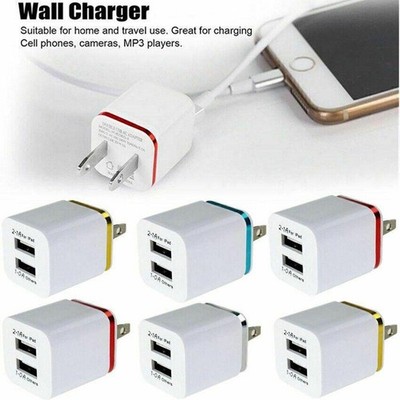USB Adapter Double Wall Charger Fast 1A 2A 5V For iPhone 6 7 8 X XR 11 12 Plus
