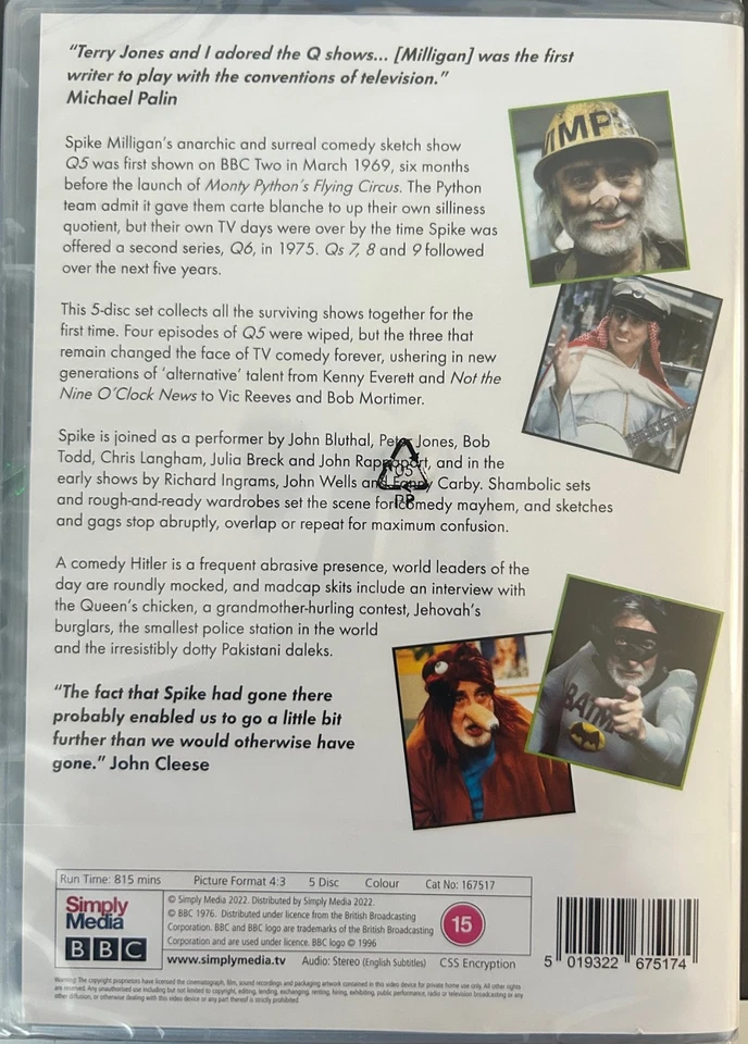 Q - The Almost Complete Q - Spike Milligan - BBC - Region 2 DVD SET - 5 DISCS - Image 2 of 3