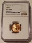 1954 S/S Lincoln Wheat Cent RPM VP-003 MS65 RED NGC