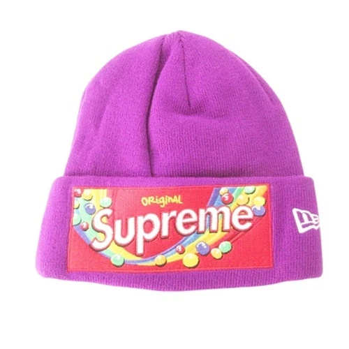 Supreme x Skittles New Era avec étiquette 24FW bonnet tricot pop violet occasion a6074db