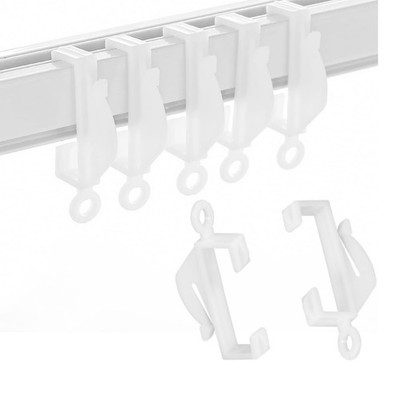 50 Stück Kunststoff Gleiter Gardinenhaken Schienenhaken für 4,9x2,3cm, weiß 