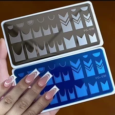 NAIL ART STAMPING PLATE ASSORTED PATTERN FRENCH TIPS FG-036