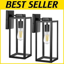 Matte Black Outdoor Wall Lantern 2-Pack