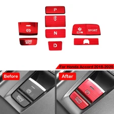 9X Red Interior-Gear Shift Box Panel Button Cover Trim For Honda Accord 2018-20